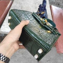 Kelly 25 da bụng cá sấu cao cấp cho nữ [XANH RÊU ĐẸP NỮ TÍNH]
