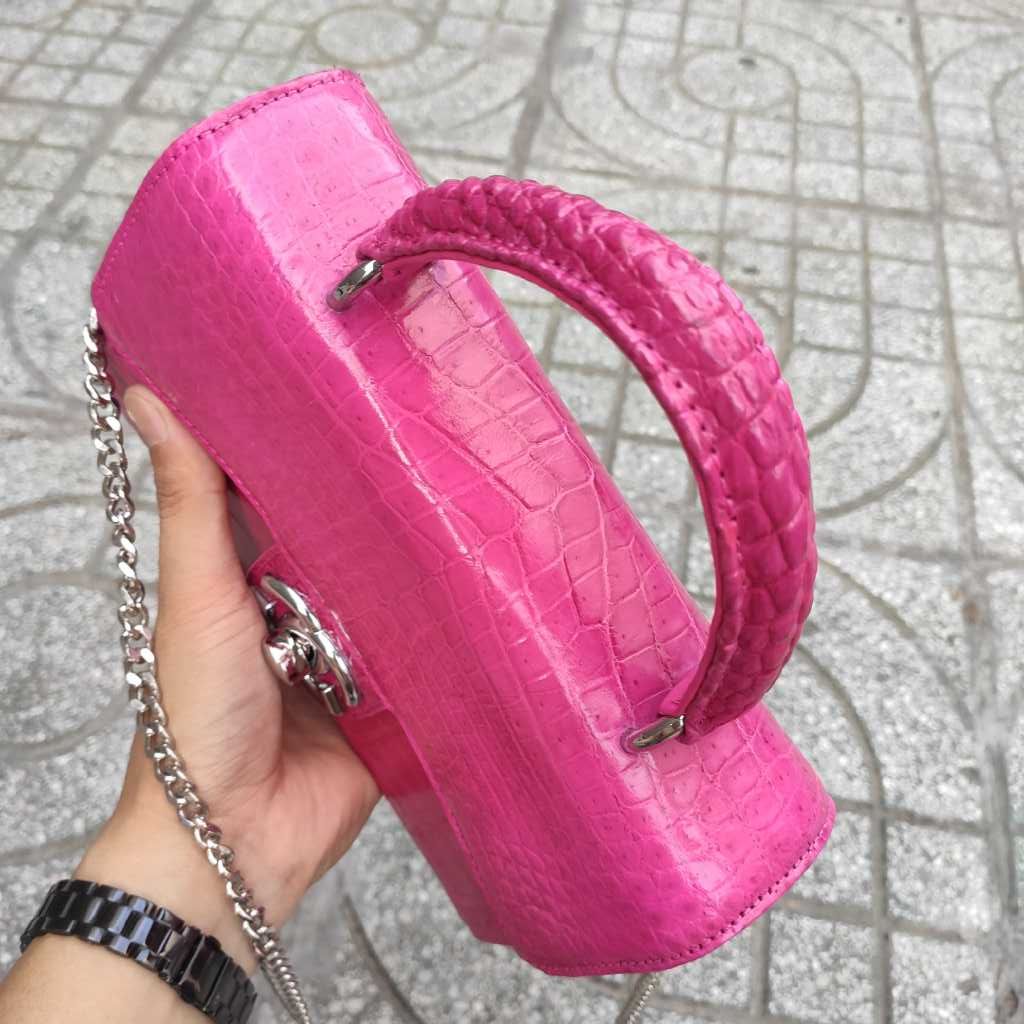 Túi Chà nel da bụng cá sấu siêu dễ thương. Size 22 nhỏ gọn!