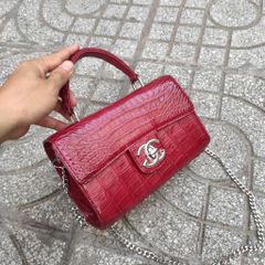 Túi nữ Đỏ đô mạnh mẽ. Da bụng cá sấu cao cấp!