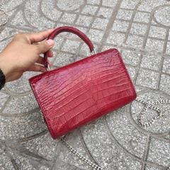 Túi nữ Đỏ đô mạnh mẽ. Da bụng cá sấu cao cấp!