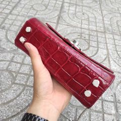 Túi nữ Đỏ đô mạnh mẽ. Da bụng cá sấu cao cấp!