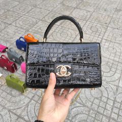 Túi nữ da cá sấu Màu đen quý phái. Size 22 dự tiệc!