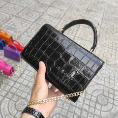 Túi nữ da cá sấu Màu đen quý phái. Size 22 dự tiệc!
