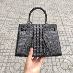 Kelly 25 Gù gai cá sấu. Màu đen đẹp quý phái!