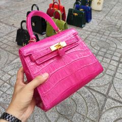 Túi da cá sấu Màu hường nữ tính. Phiên bản kelly dễ thương!