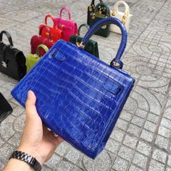 Túi cá sấu nữ có Ổ khóa chìa siêu dễ thương. Màu xanh đậm cá tính!