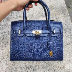 Túi xách cá sấu Size lớn 28cm có quai đeo. Phiên bản xanh navy ít đụng hàng!