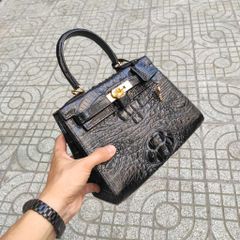 Kelly 25 Gù gai cá sấu. Màu đen đẹp quý phái!