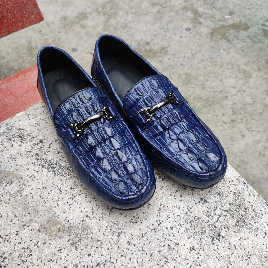 Giày lười nam Vây đuôi cá sấu Xanh navy CỰC CHẤT!