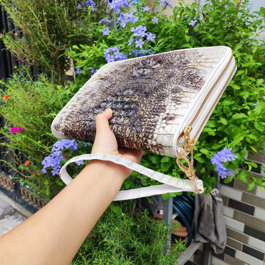 Kẹp nách Size lớn 2 khóa đựng siêu nhiều đồ. Cá sấu nguyên thủy đẹp chất mộc mạc!