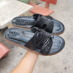 Dép ngang da cá sấu trơn rất mềm và bền [ĐẾ CAO 2.5cm]
