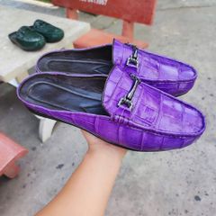 Giày sục nam Da bụng cá sấu màu TÍM thủy chung!