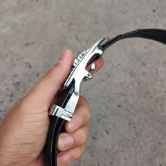 Dây lưng da cá sấu BẢN LỚN phù hợp bụng bia. Da bụng có vân đẹp linh hoạt! (mặt bạc)