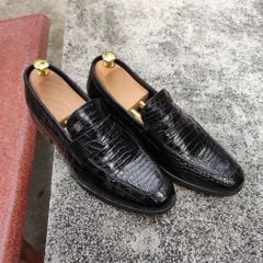 Giày tây không dây Da bụng cá sấu. Đính phụ kiện đẹp nhẹ nhàng!