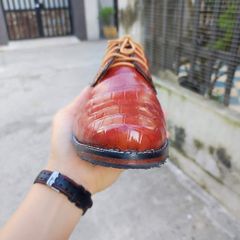 Giày tây Da cá sấu có buộc dây. Lót trong màu bò trang trọng!