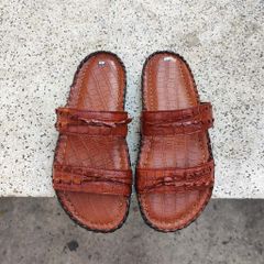 [ĐẸP MÊ LY...] Dép ngang 2 quai da cá sấu thật 100%