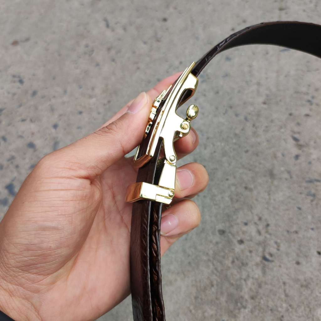 Thắt Lưng Gù Gai Cá Sấu Rất Đẹp TS103A (mặt vàng)