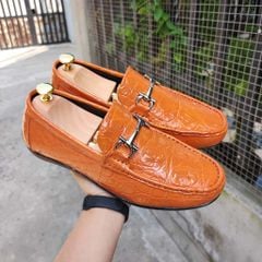 Giày lười nam Da hông cá sấu lớn siêu bền!