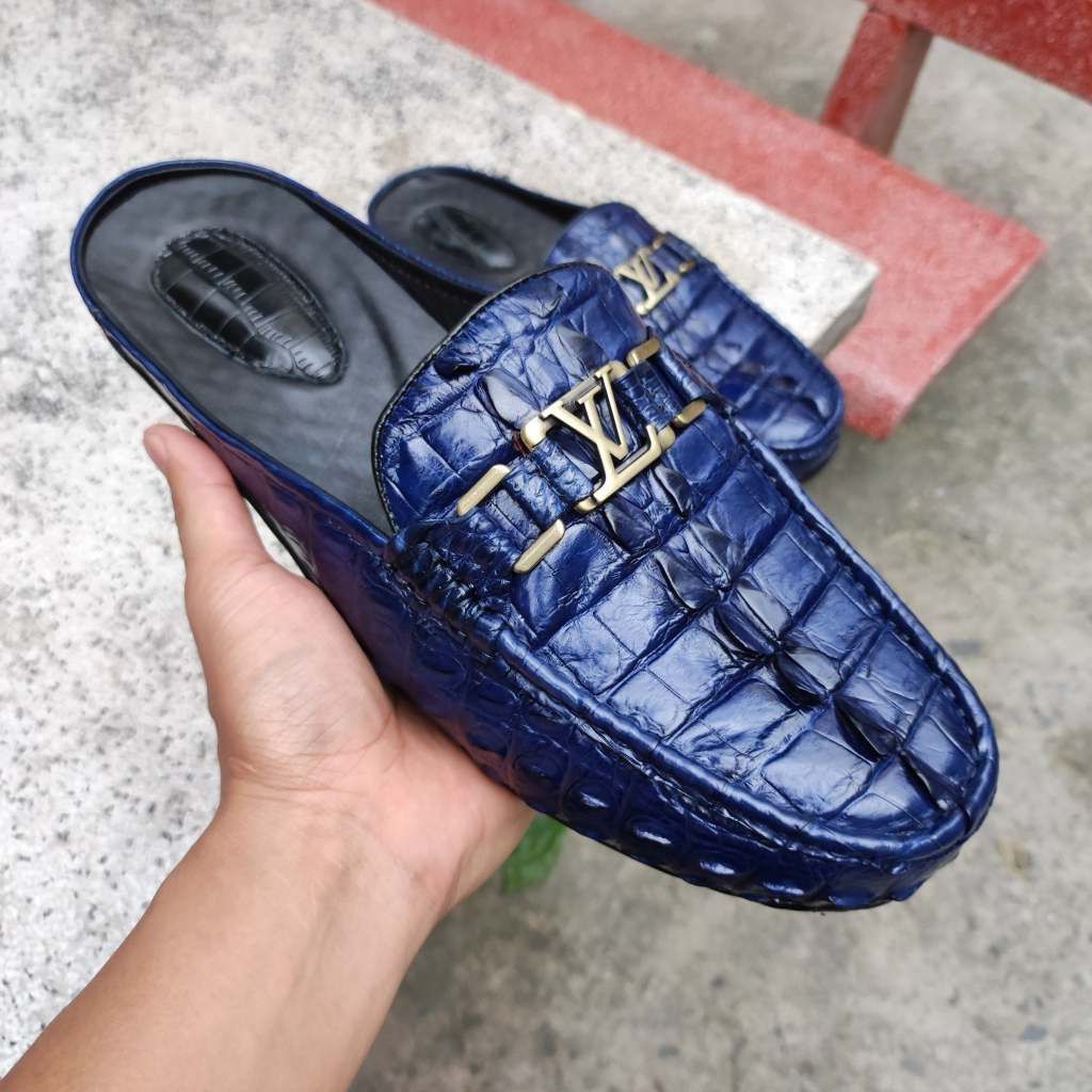 Giày sục Vây đuôi cá sấu xanh Navy đẹp lạ thường!