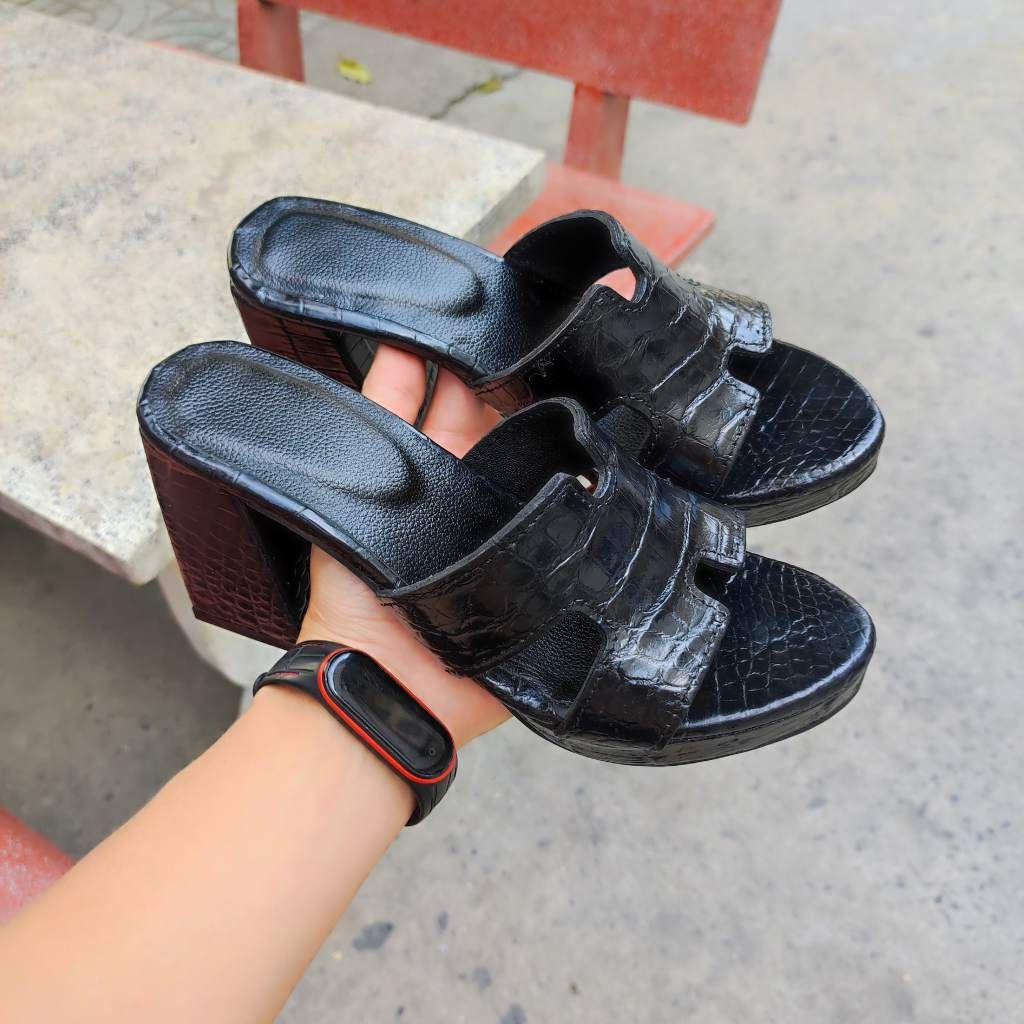 Dép Nữ gót siêu cao 10cm. Full da cá sấu trừ lót lòng chân!