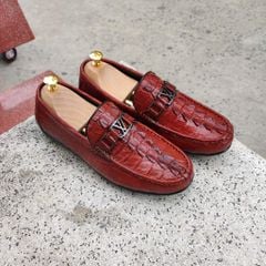 Giày cá sấu vây đuôi nâu đỏ Đẹp khó cưỡng!