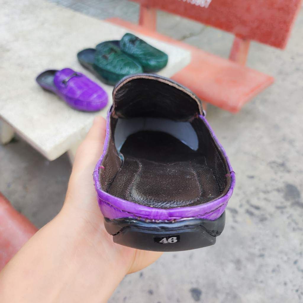Giày sục nam Da bụng cá sấu màu TÍM thủy chung!