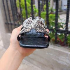 Dép cao gót Nữ Da Cá Sấu Nguyên Thủy. Gót vuông 5cm vừa vặn!