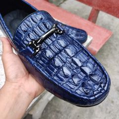 Giày lười nam Vây đuôi cá sấu Xanh navy CỰC CHẤT!