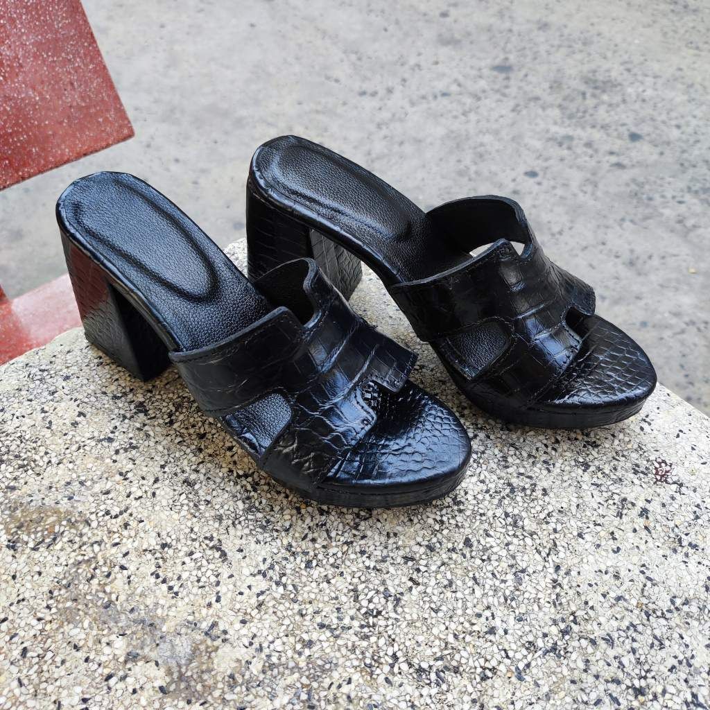Dép Nữ gót siêu cao 10cm. Full da cá sấu trừ lót lòng chân!
