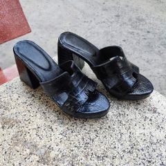 Dép Nữ gót siêu cao 10cm. Full da cá sấu trừ lót lòng chân!