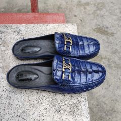 Giày sục Vây đuôi cá sấu xanh Navy đẹp lạ thường!