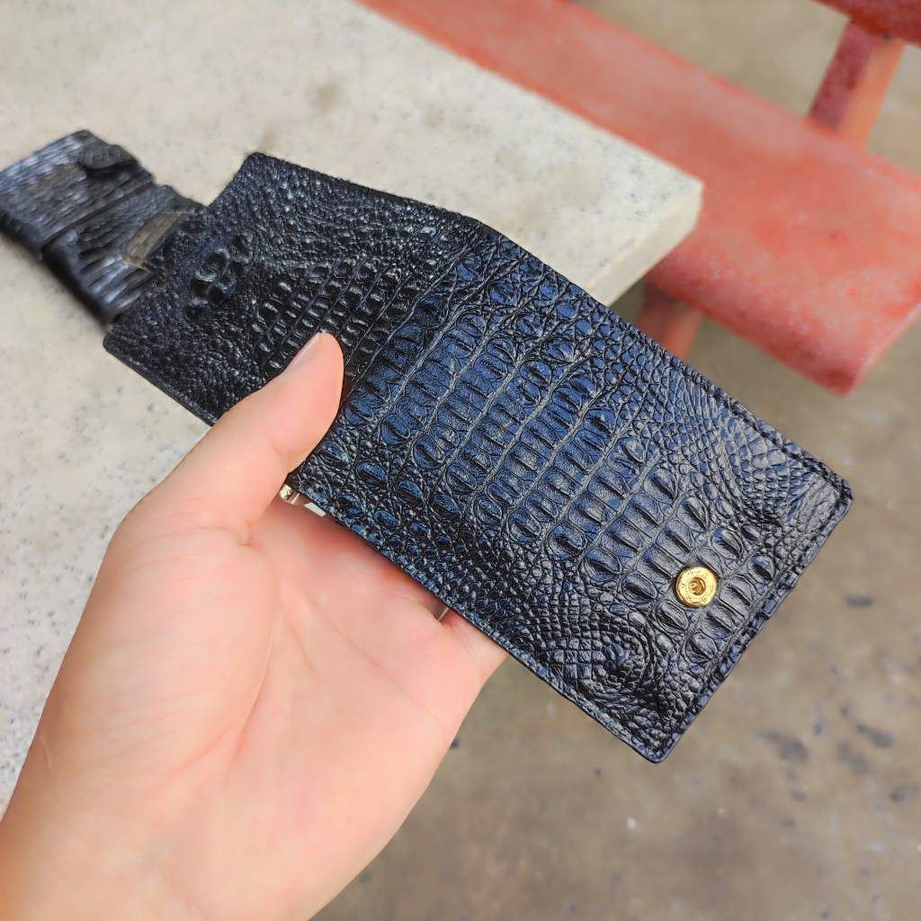 Ví da cá sấu KẸP TIỀN 8.5*11.5 cm. Gù gai cá sấu nhỏ rất đẹp!