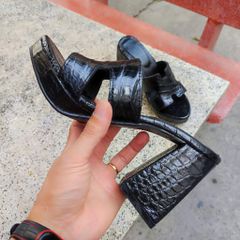 Dép Nữ gót siêu cao 10cm. Full da cá sấu trừ lót lòng chân!