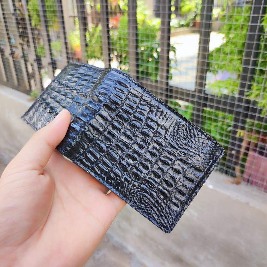Ví cá sấu 2 mặt Size 10.5*8.5 cm NHỎ GỌN. Gai lưng cá sấu rất đẹp!