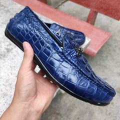 Giày lười nam Vây đuôi cá sấu Xanh navy CỰC CHẤT!
