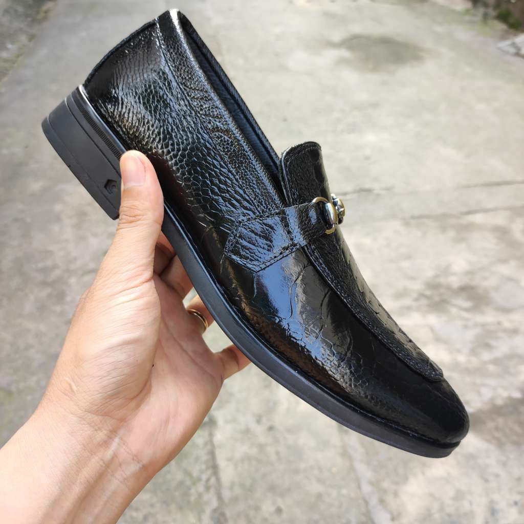 Giày da Đà điểu. Kiểu giày lười đế giày tây rất sang!