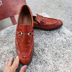 Giày cá sấu da bụng. Giày lười đế da sáng màu rất đẹp!