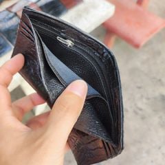 Ví cá sấu dáng đứng MINI. 2 mặt da bụng mềm và bền. Size 10.5*8.5 cm