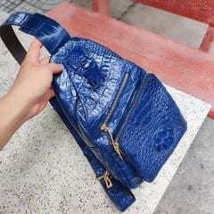 Túi đeo chéo Nam cá tính. Da cá sấu xanh Navy đẹp nổi bật!