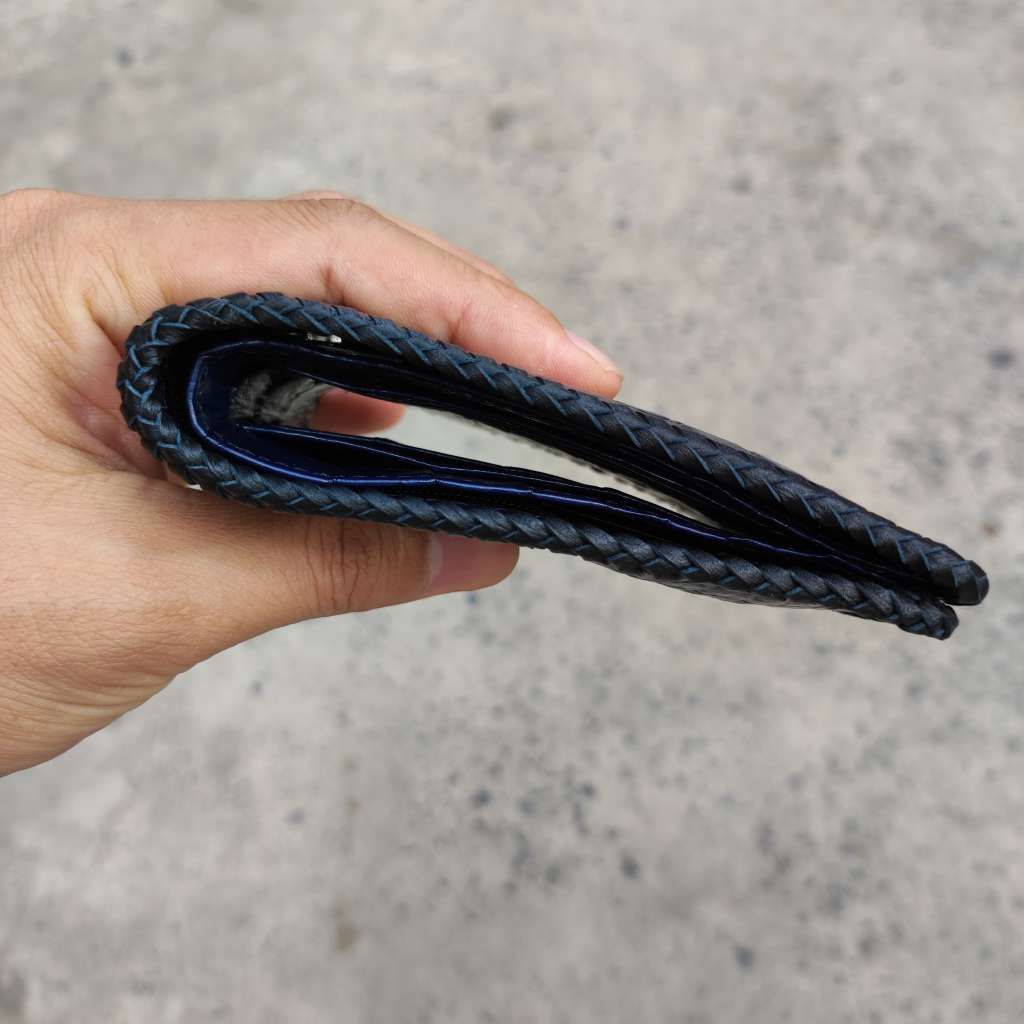 Ví cá sấu Xanh navy KHÔNG ĐỤNG HÀNG. Da bụng cá sấu 2 mặt đan viền!
