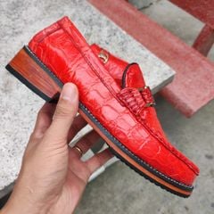 Giày nam Da cá sấu đỏ tươi nổi bật. Kiểu dáng trẻ trung thời thượng!