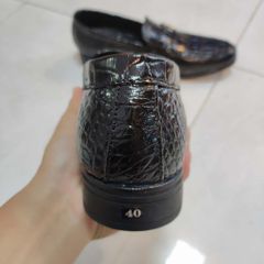 Giày tây không dây Da bụng cá sấu. Đính phụ kiện Sang Trọng!