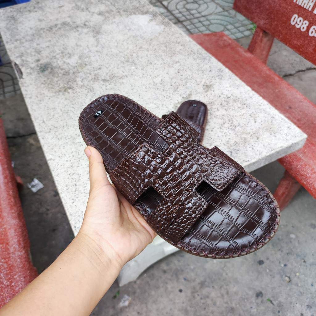 Dép ngang da Bắp cá sấu rất đẹp [ĐẾ CAO 2.5cm]