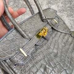 Túi xách cá sấu nữ màu Xám tro đẹp khó cưỡng. Size lớn 30cm!