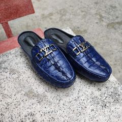Giày sục Vây đuôi cá sấu xanh Navy đẹp lạ thường!