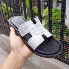 Dép chữ H da bụng cá sấu BẠCH TẠNG siêu bền!