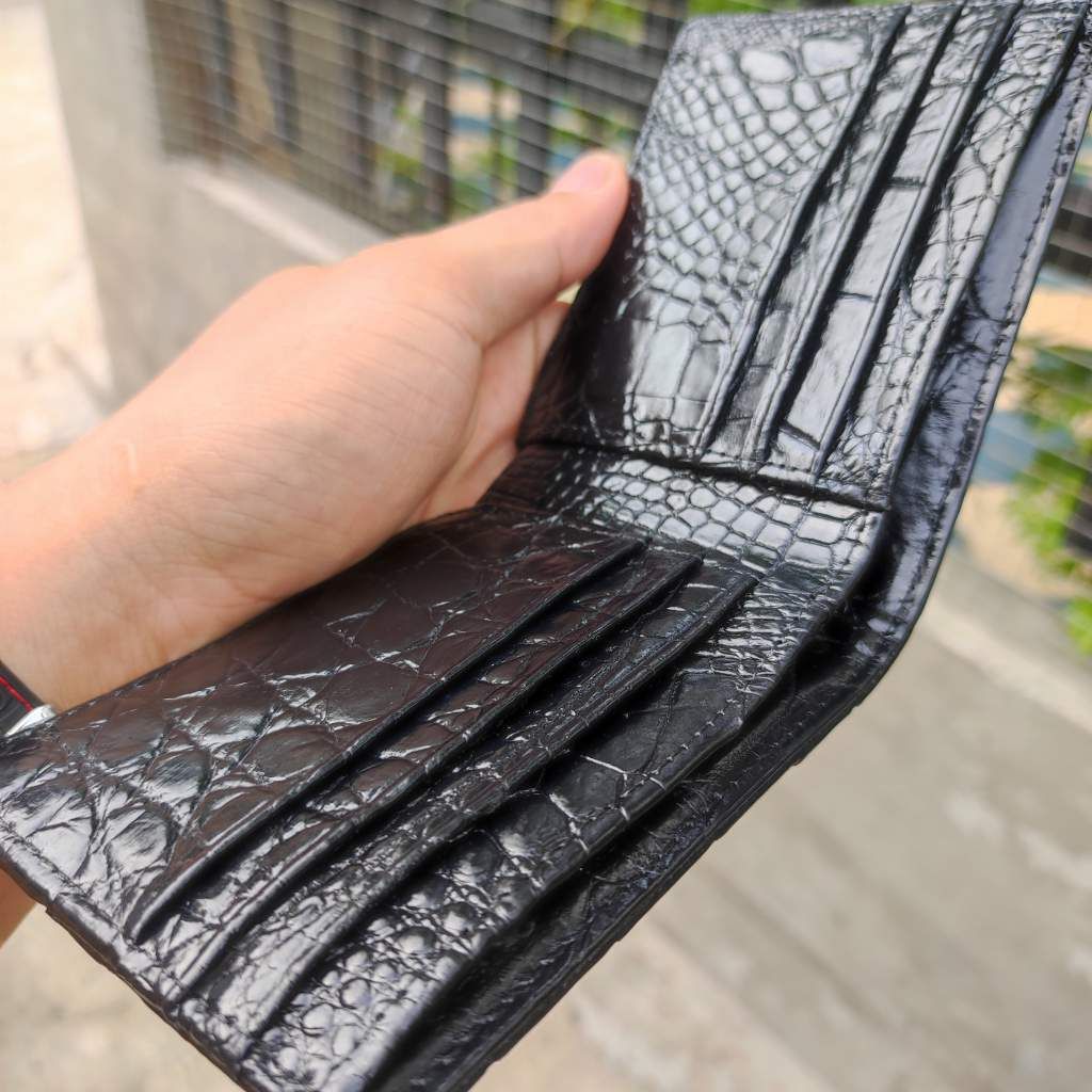 Ví cá sấu 2 mặt Size NHỎ 10.5*8.5 cm. Gai đuôi cá sấu rất bền!