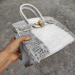 [MÀU ĐẶC BIỆT] Túi xách cá sấu nữ màu Trắng tro cao cấp Loại 1