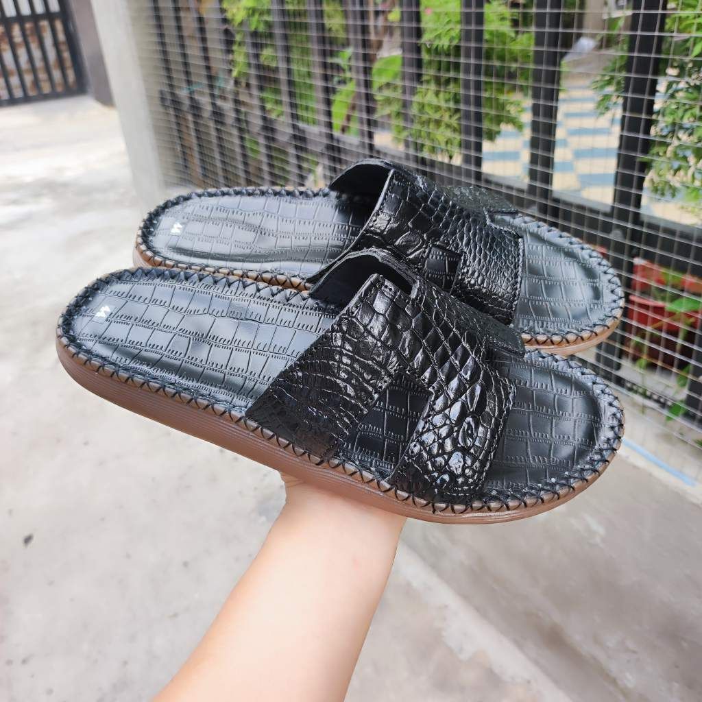 Dép ngang da cá sấu trơn rất mềm và bền [ĐẾ CAO 2.5cm]