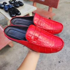 Giày sục Da bụng cá sấu Nâu đỏ đẹp khó cưỡng!
